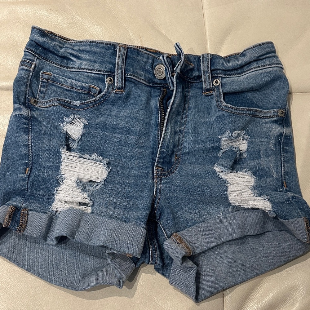 Aeropostale Blue Distressed Jean Shorts